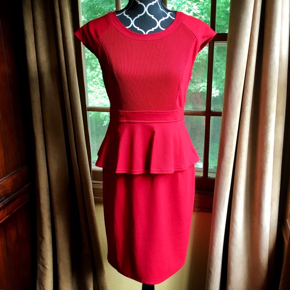 Red peplum dress